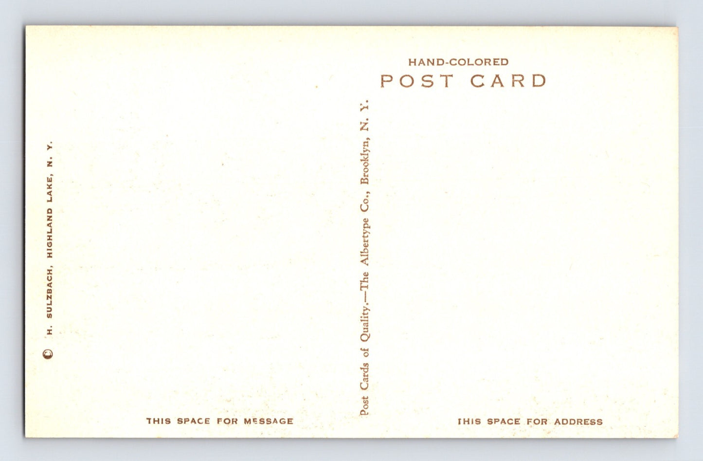 Highland Lake New York Deer Head Lodge 1920s Postcard Unposted Hand Colored