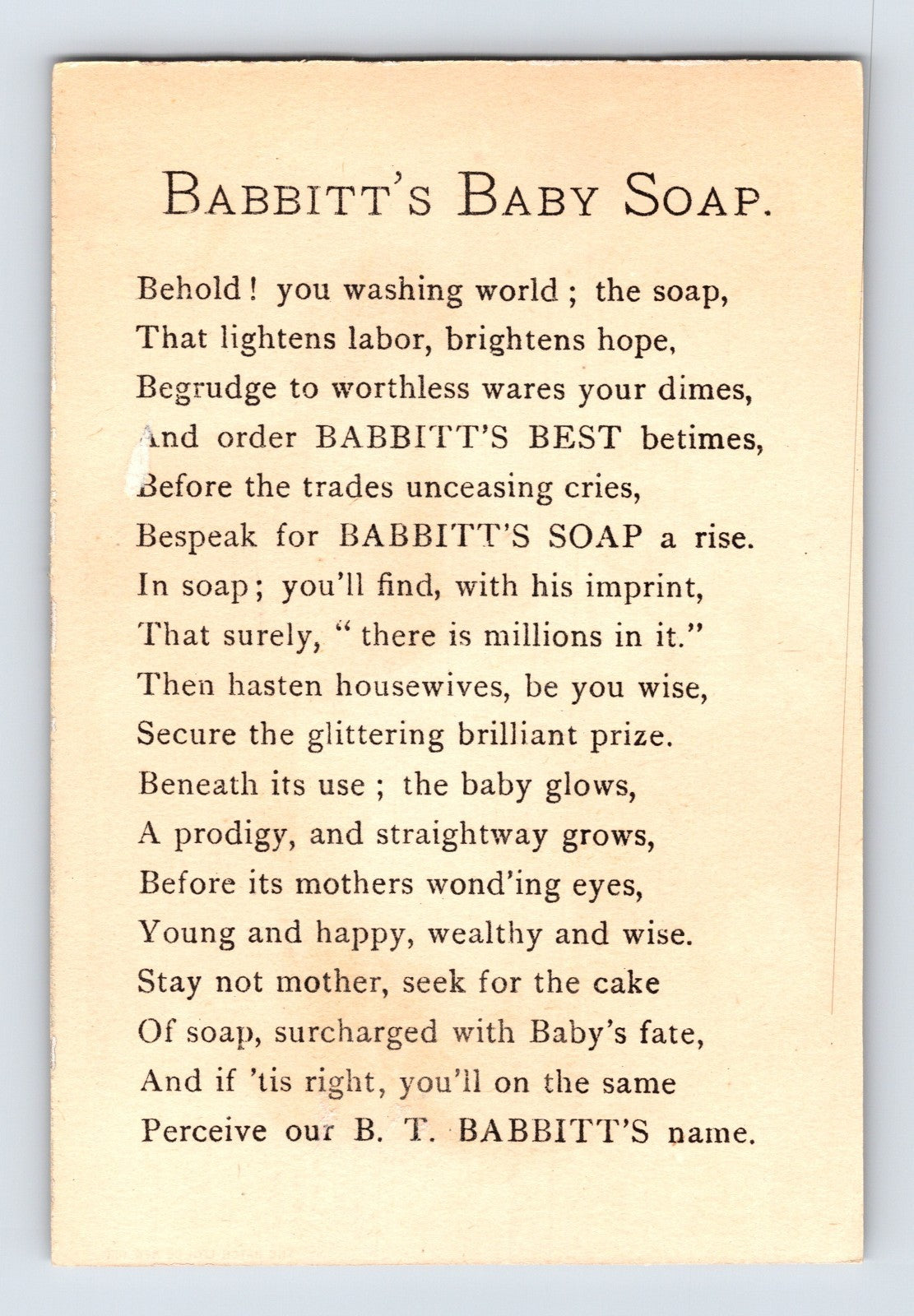 Babbitt's Best Soap Box Sled Girl Winter 1890s Trade Card - 4.75 x 3.25