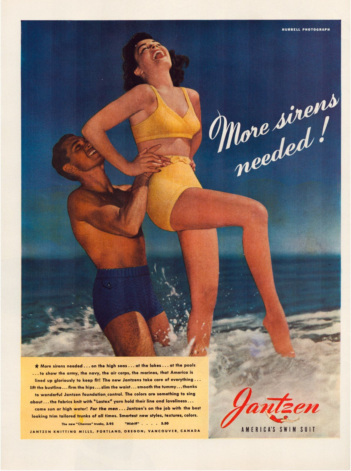 Jantzen Swimsuits 1942 vintage fashion print ad full page America swim suit advertising