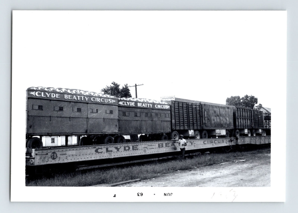 Clyde Beatty Circus train cars 1963 railroad flatcars circus transport wagons