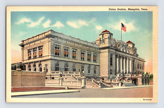 Memphis Tennessee Union Station Railroad Depot 1940s Postcard Unposted