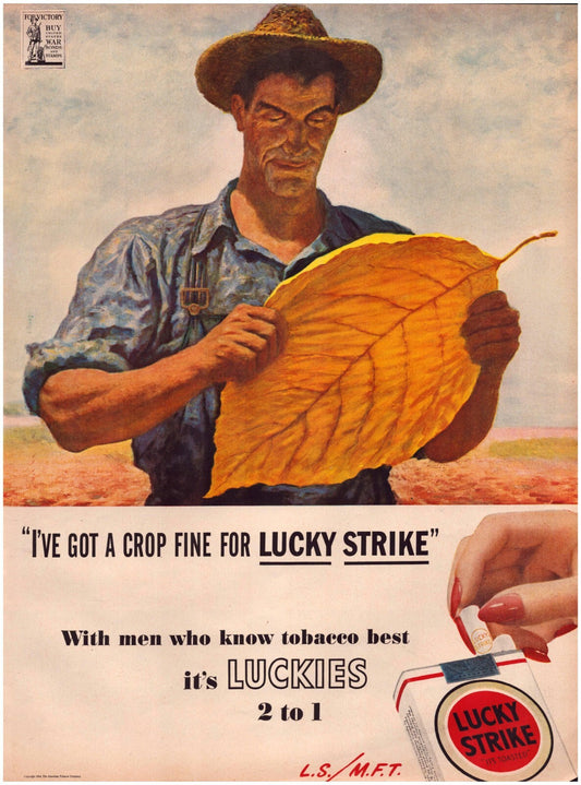 Lucky Strike Cigarettes 1944 WW2 War Bonds Print Ad 10.5 x 13.5