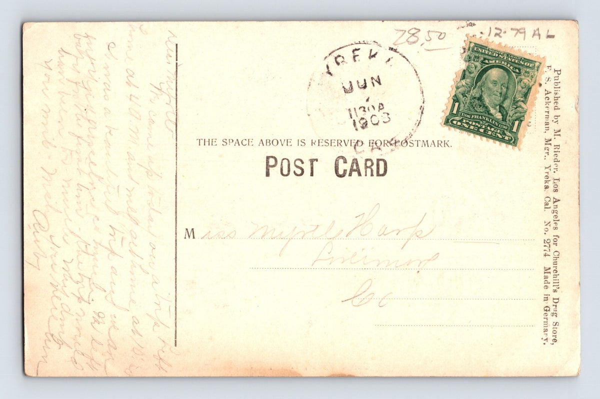 Yreka California Court House 1908 Postcard Posted Divided Back