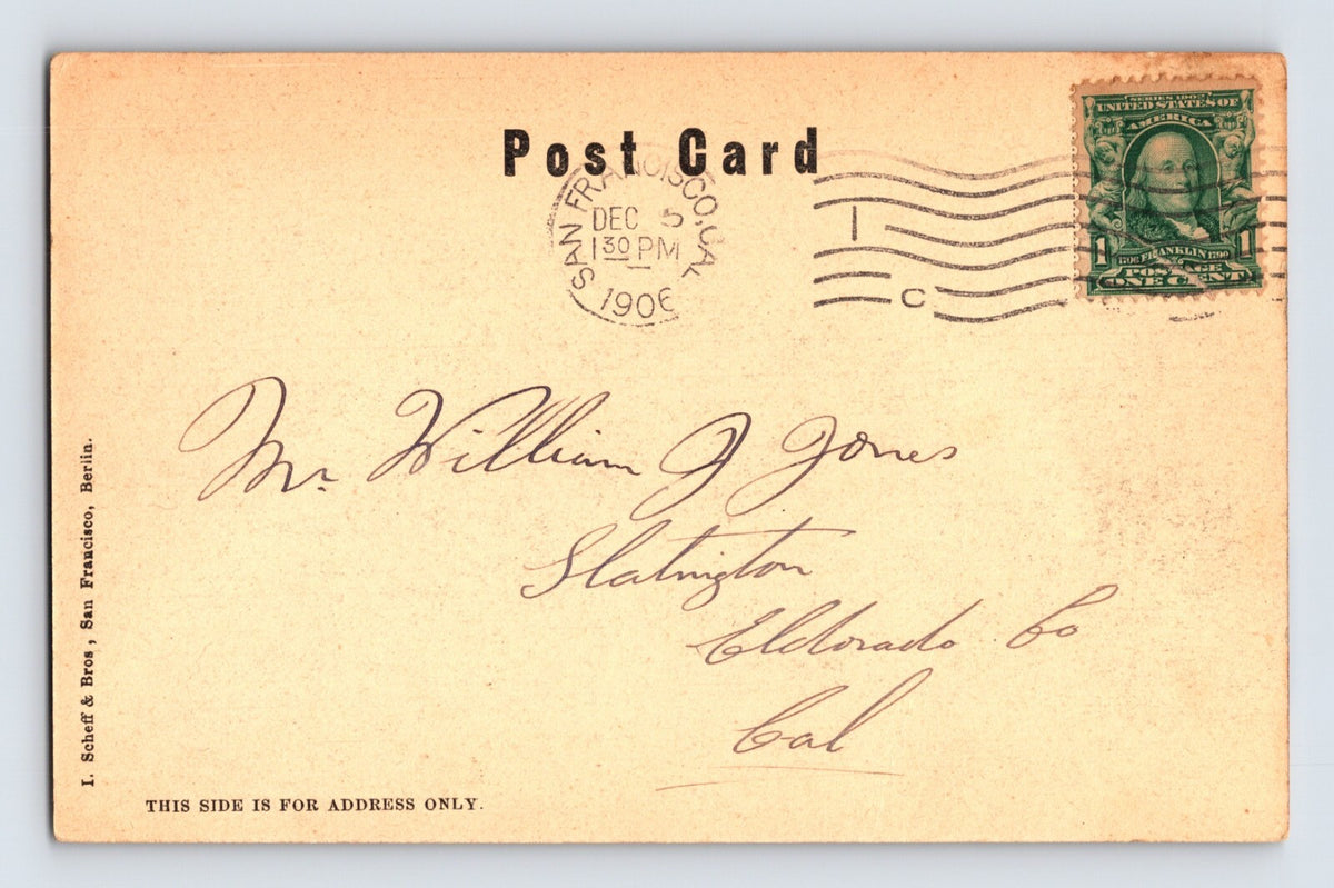 San Francisco California St Ignatius Church Earthquake Ruins 1906 Postcard Posted