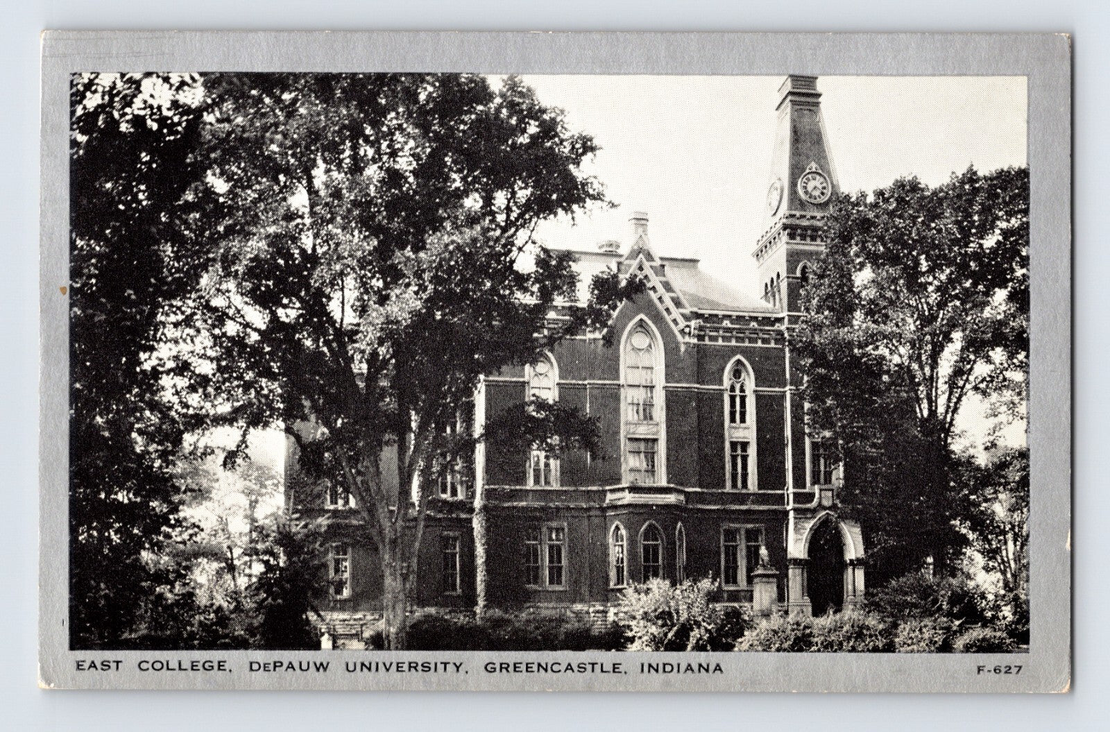 DePauw University East College Greencastle Indiana campus building 1930s postcard