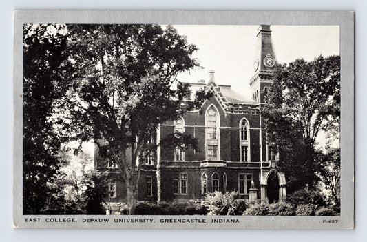 DePauw University East College Greencastle Indiana campus building 1930s postcard