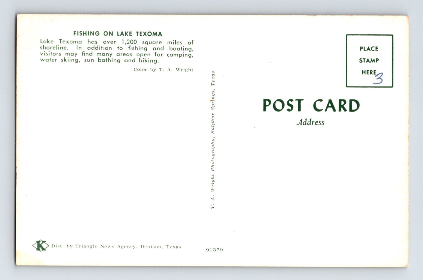 Lake Texoma Texas Fishing Canoe 1960s Postcard Unposted Chrome
