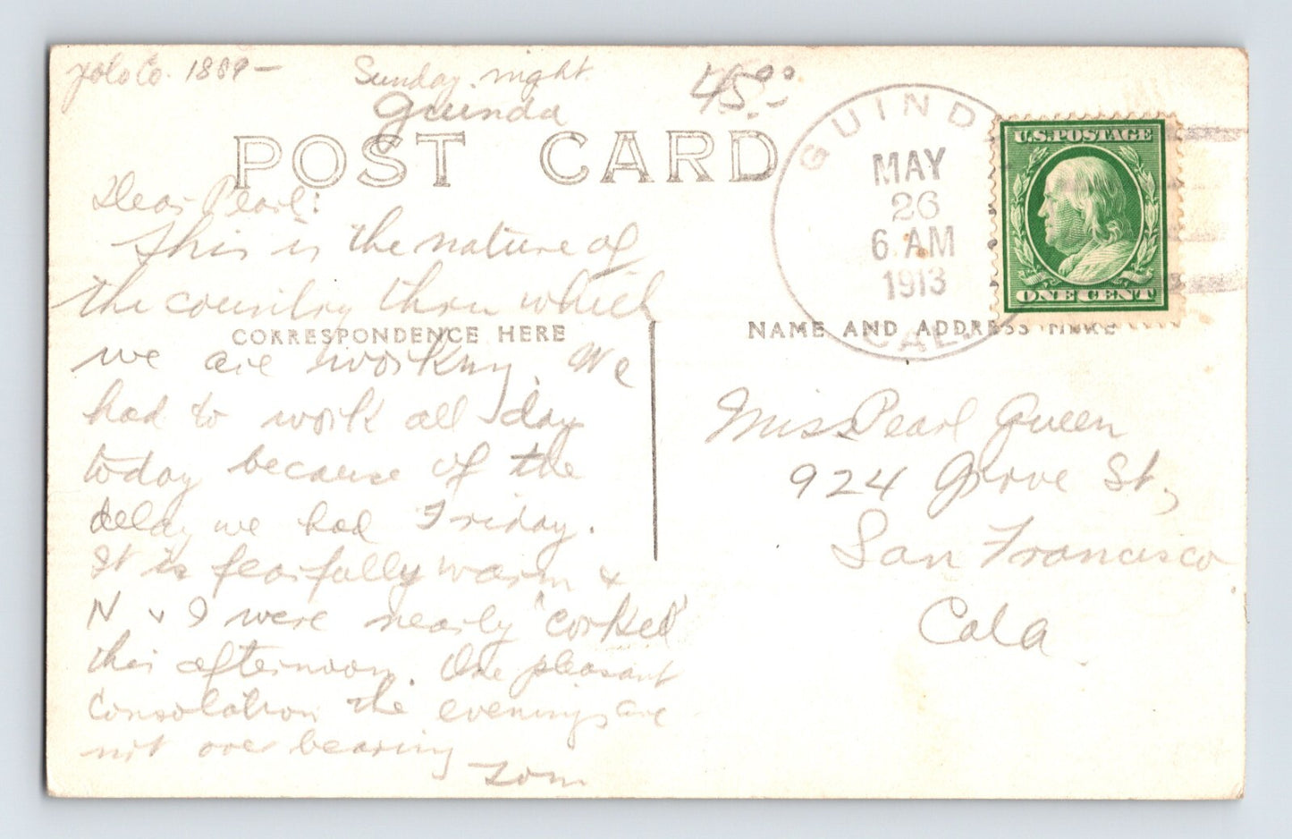 Guinda California Capay Valley 1910s RPPC Postcard Posted Divided Back