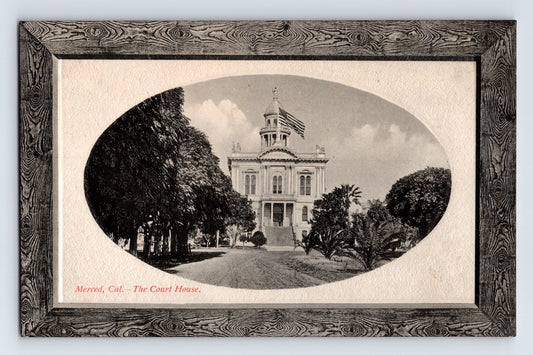 Merced California Court House framed oval view courthouse building 1910s postcard divided back