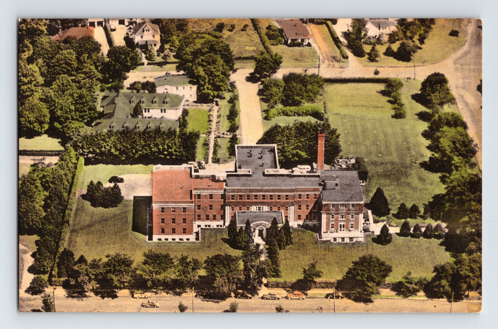 Southampton New York hospital aerial view grounds buildings Albertype postcard 1930s