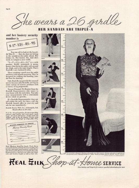 Real Silk Stockings 1937 Hosiery Print Ad Full Page 10.5 x 13.5