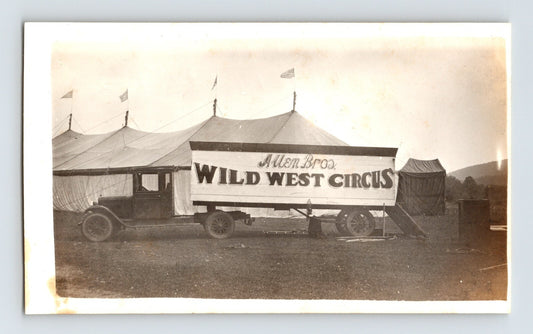 Allen Bros Wild West Circus truck advert tent Vestal New York September 17 1931 antique photo
