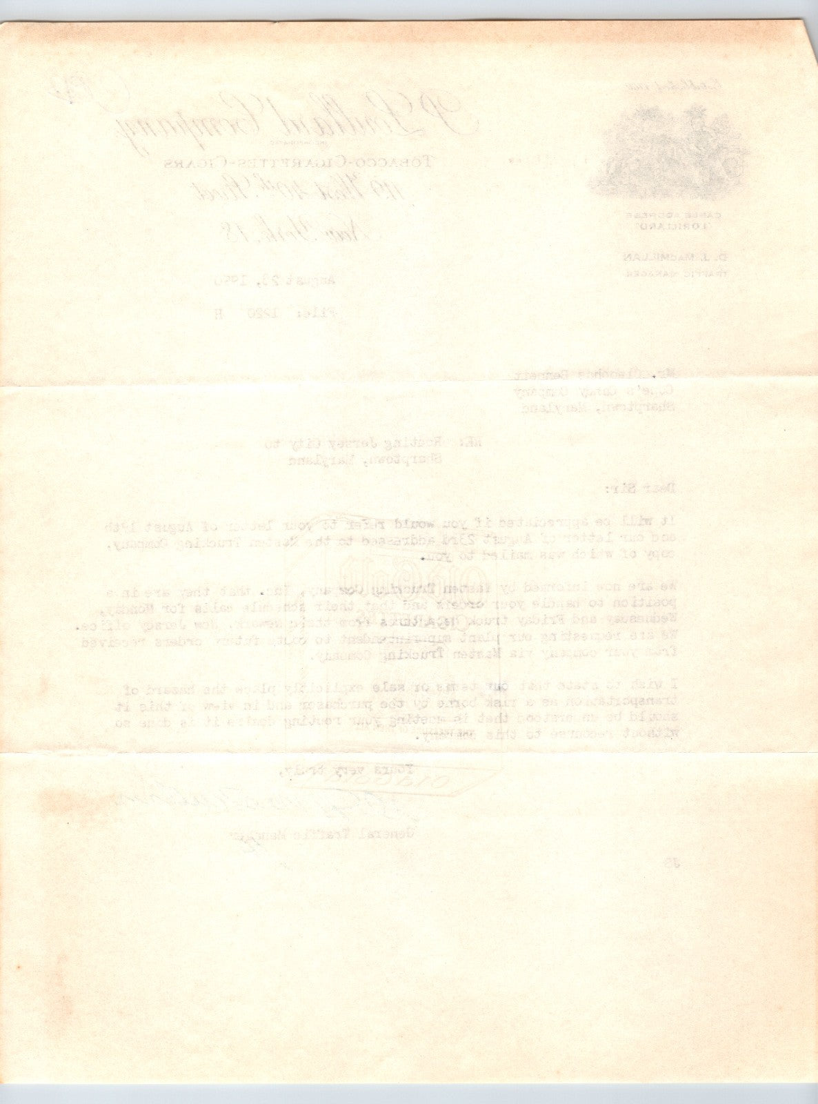 New York City 1950 P Lorillard Tobacco Cigarette Cigar Letterhead 8.5 x 11