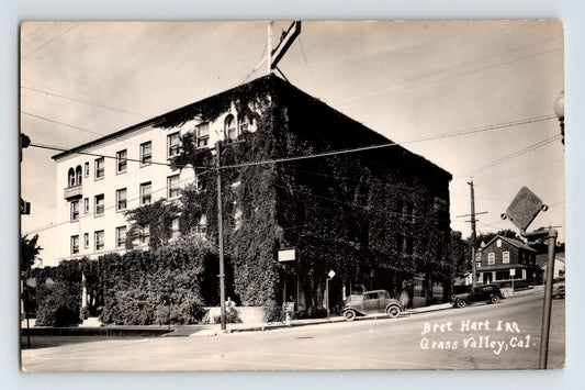 Grass Valley California Bret Harte Inn Ivy Covered Building 1930s RPPC Postcard