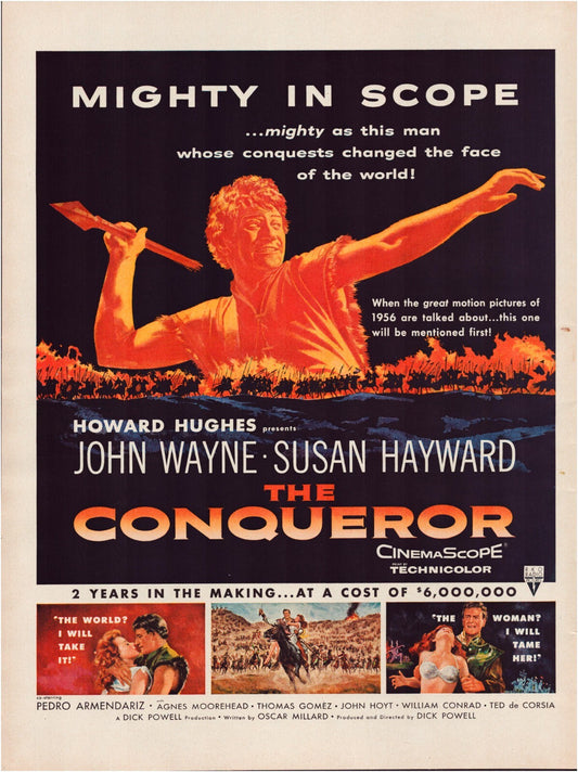 Conqueror Film 1956 Print Ad John Wayne CinemaScope Full Page 10.5 x 13.5