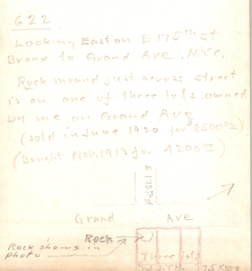 New York City 175th Street Bronx Grand Avenue 1920 Photo Map On Reverse 3.5 x 6