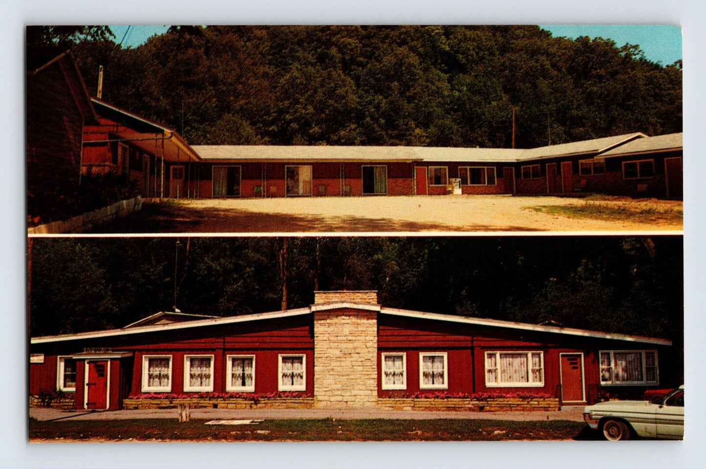 Savanna Illinois Indian Head Inn motel exterior 1960s roadside lodging chrome postcard