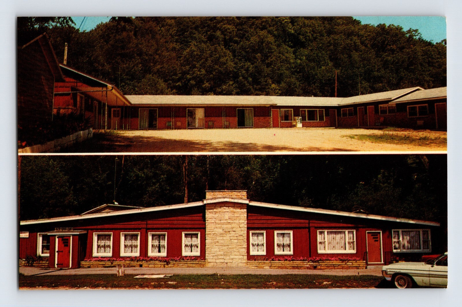 Savanna Illinois Indian Head Inn motel exterior 1960s roadside lodging chrome postcard