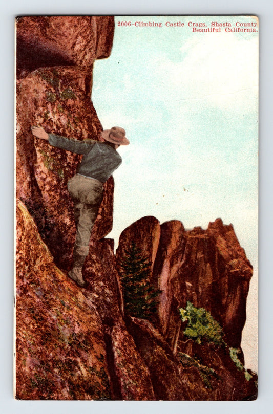 Castle Crags California Rock Climber 1910s Postcard Unposted Divided Back