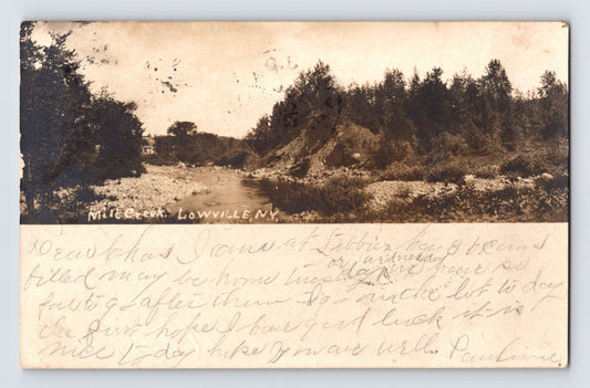 Lowville New York Mill Creek 1906 RPPC Postcard Posted Undivided Back