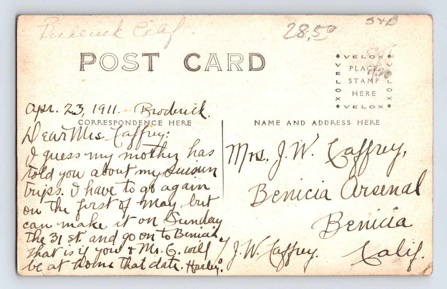 Broderick California Residence 1910s RPPC Postcard Lot of 2 Unposted With Notes