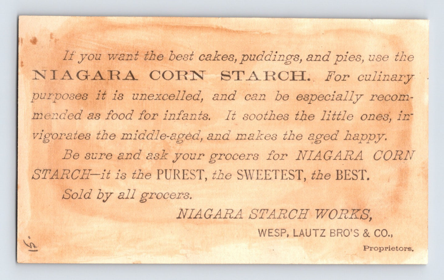 Niagara Corn Starch 1890s Victorian Trade Card Giant Corn Cob Fantasy - 3 x 5