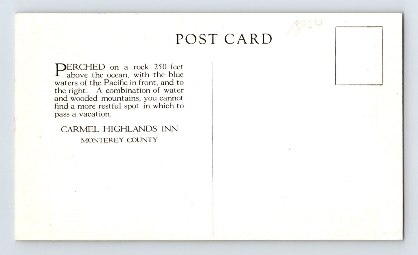 Carmel California Highland Inn Court 1930s Postcard Unposted