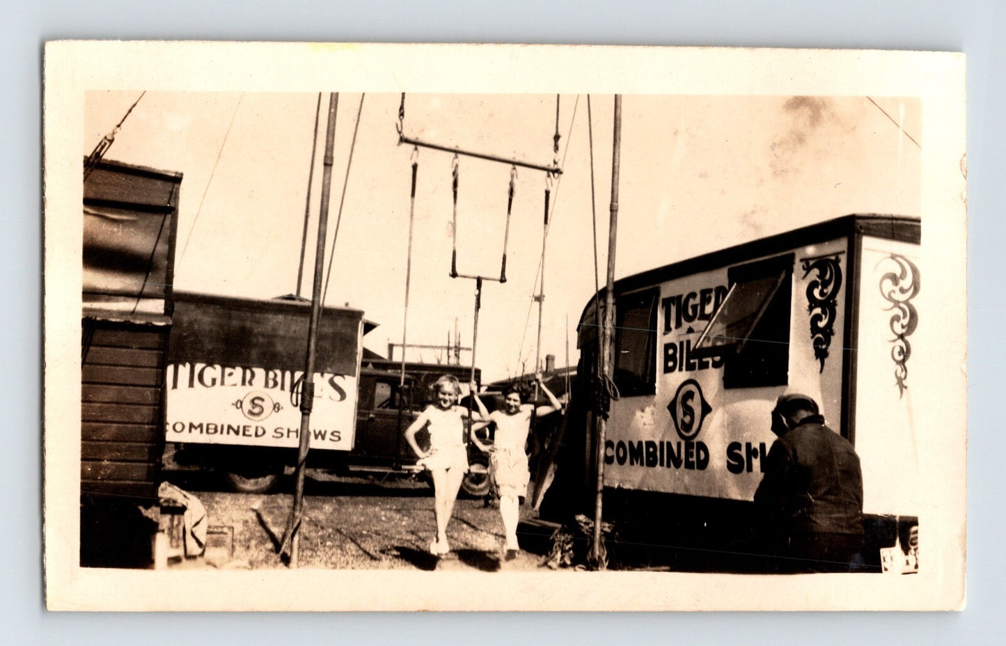 1950s Tiger Bills Wild West Circus trapeze performers midway wagons