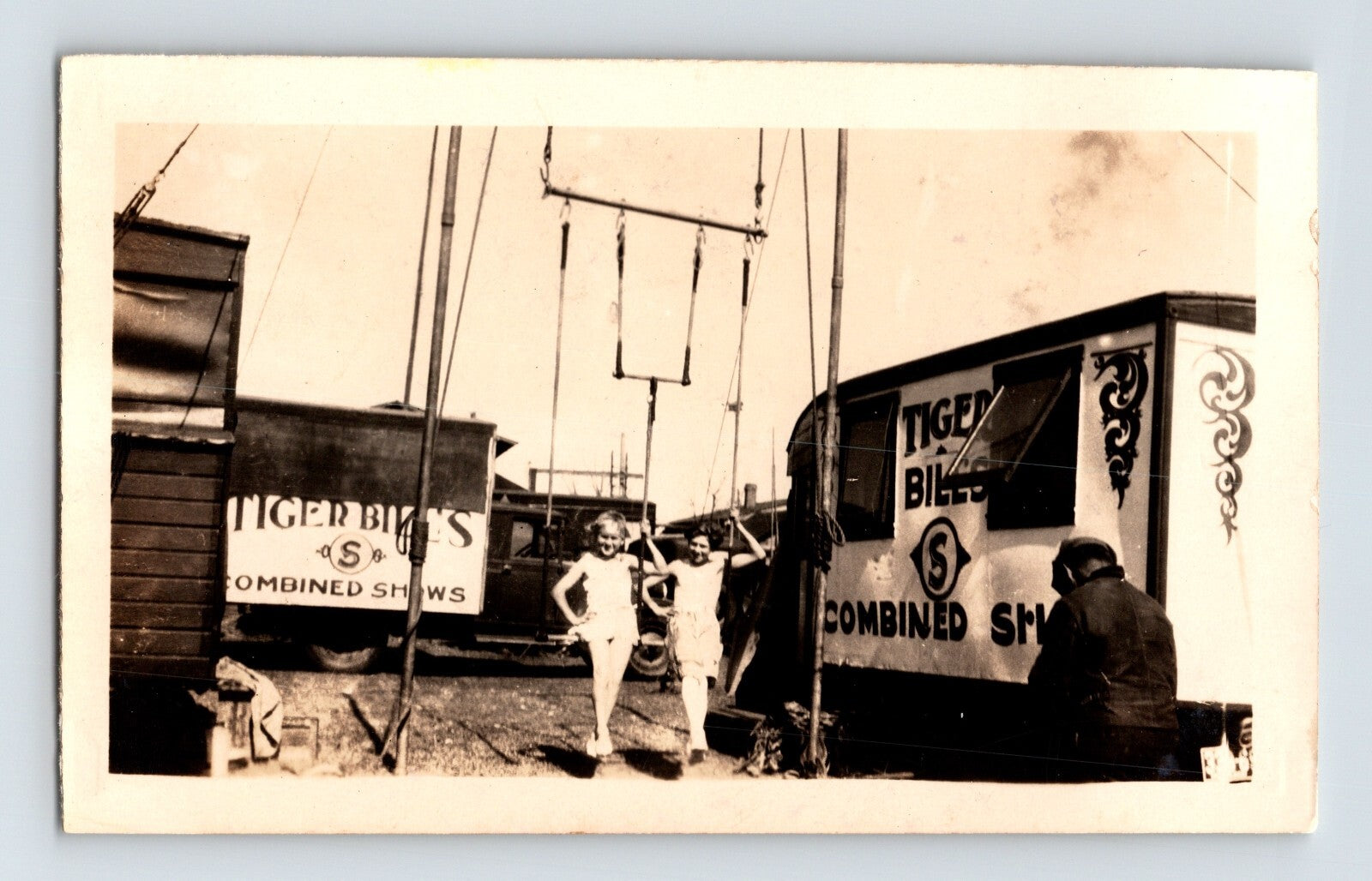 1950s Tiger Bills Wild West Circus trapeze performers midway wagons