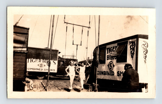 1950s Tiger Bills Wild West Circus trapeze performers midway wagons