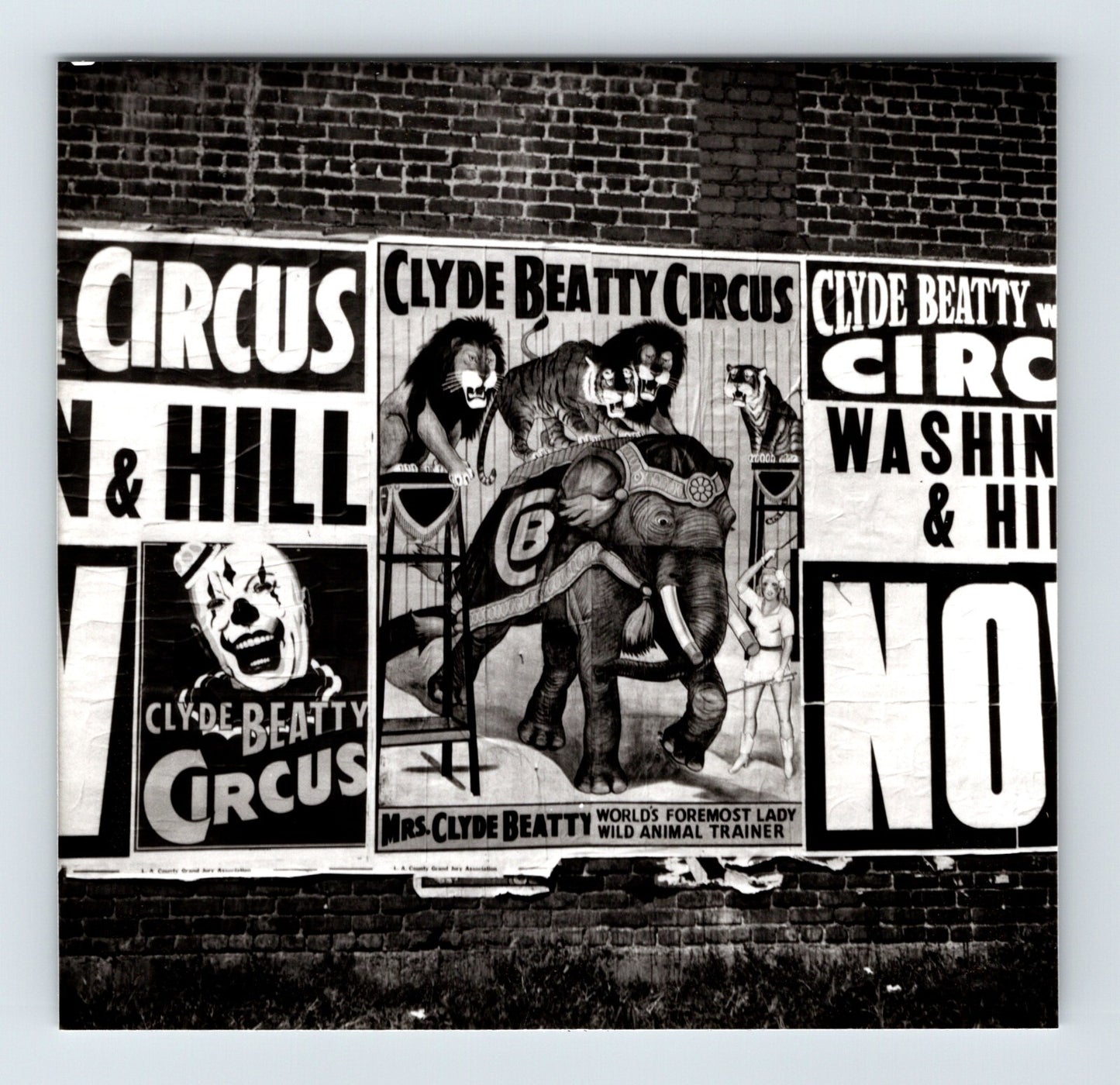 1952 Clyde Beatty Circus poster bill on brick wall Los Angeles California photo