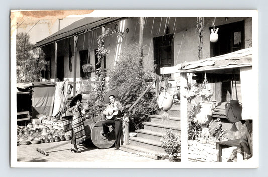 Los Angeles California Oldest House Mariachi 1940s RPPC Postcard Unposted