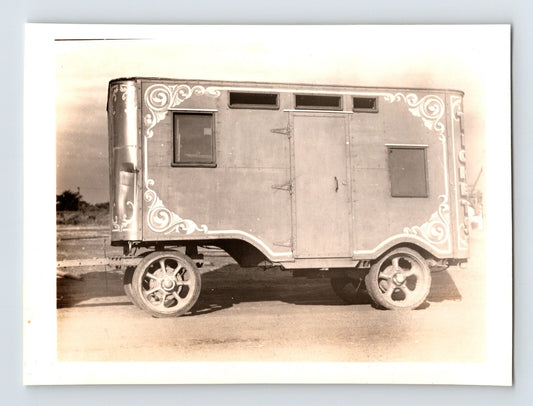 Cole Bros Circus ticket wagon with decorative painted scrollwork 1944 Grand Island Nebraska vintage photograph
