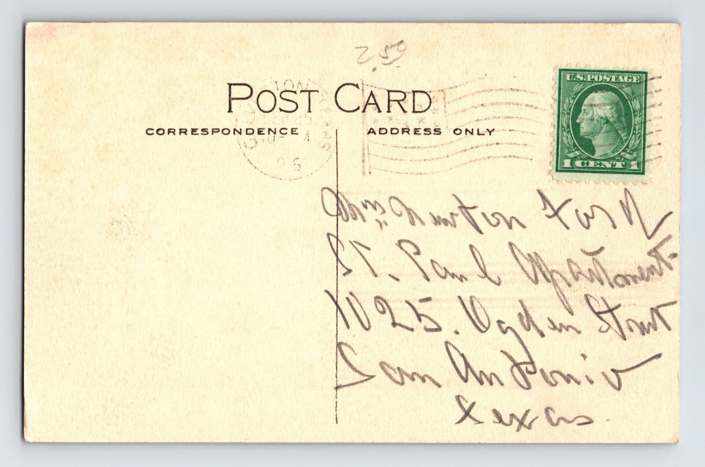 Galveston Texas Esplanade East Broadway Hand Colored 1916 Postcard Hand Color