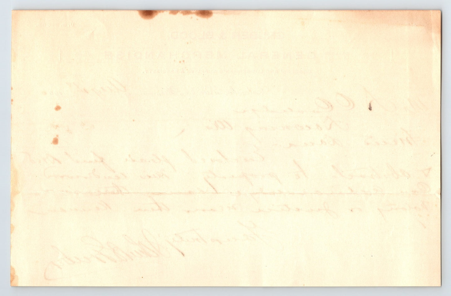 Catawba Wisconsin 1900 Gruber Blood General Merchandise Letterhead 8.5 x 5.5
