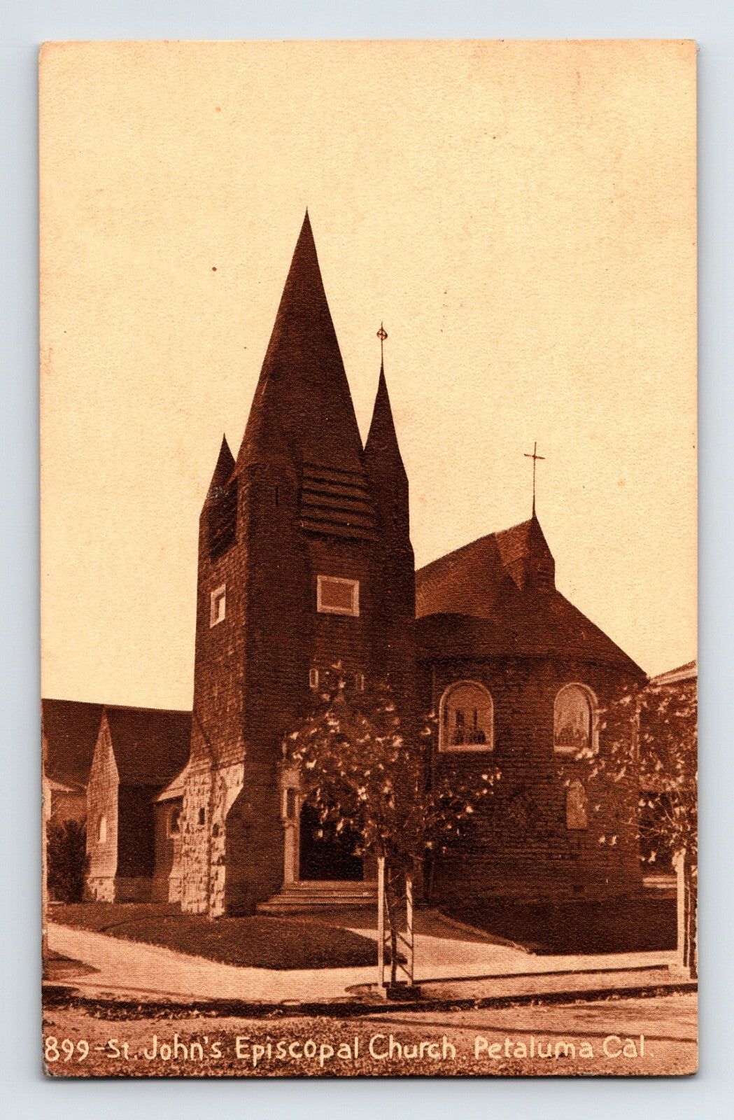 Petaluma California St Johns Episcopal Church 1913 postcard posted divided back