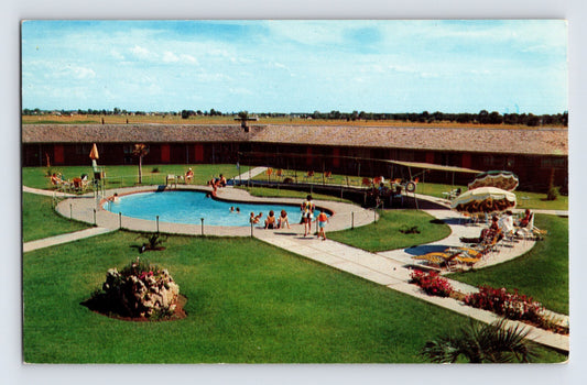 Tulsa Oklahoma Western Village Motel pool courtyard Route 66 1960s postcard