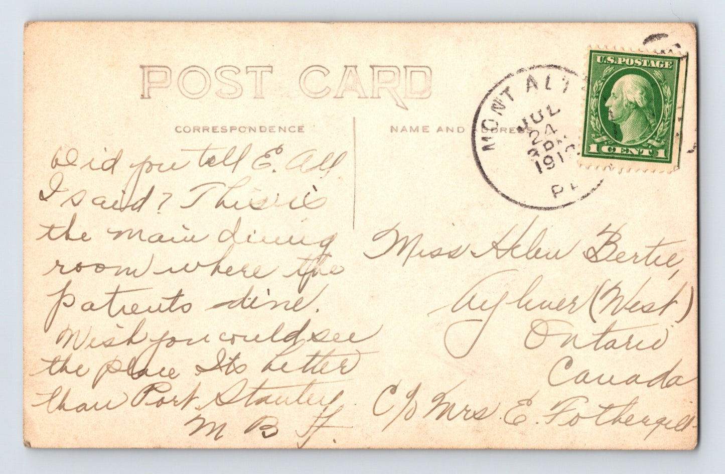 Mont Alto Pennsylvania State Sanatorium Hospital 1912 RPPC Postcard Posted