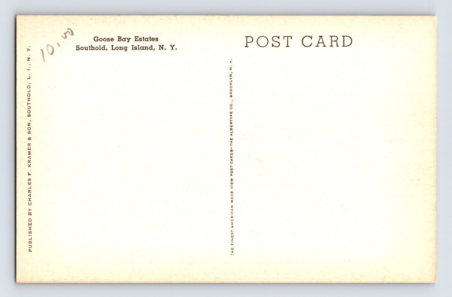 Southold New York Long Island Goose Bay Estate 1930s Postcard Unposted Albertype
