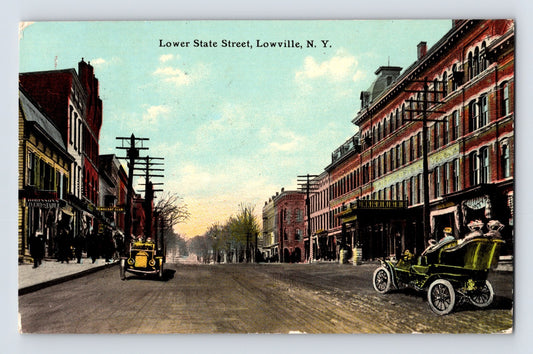 Lowville New York State Street Robinson Livery Democrat Club 1911 Postcard