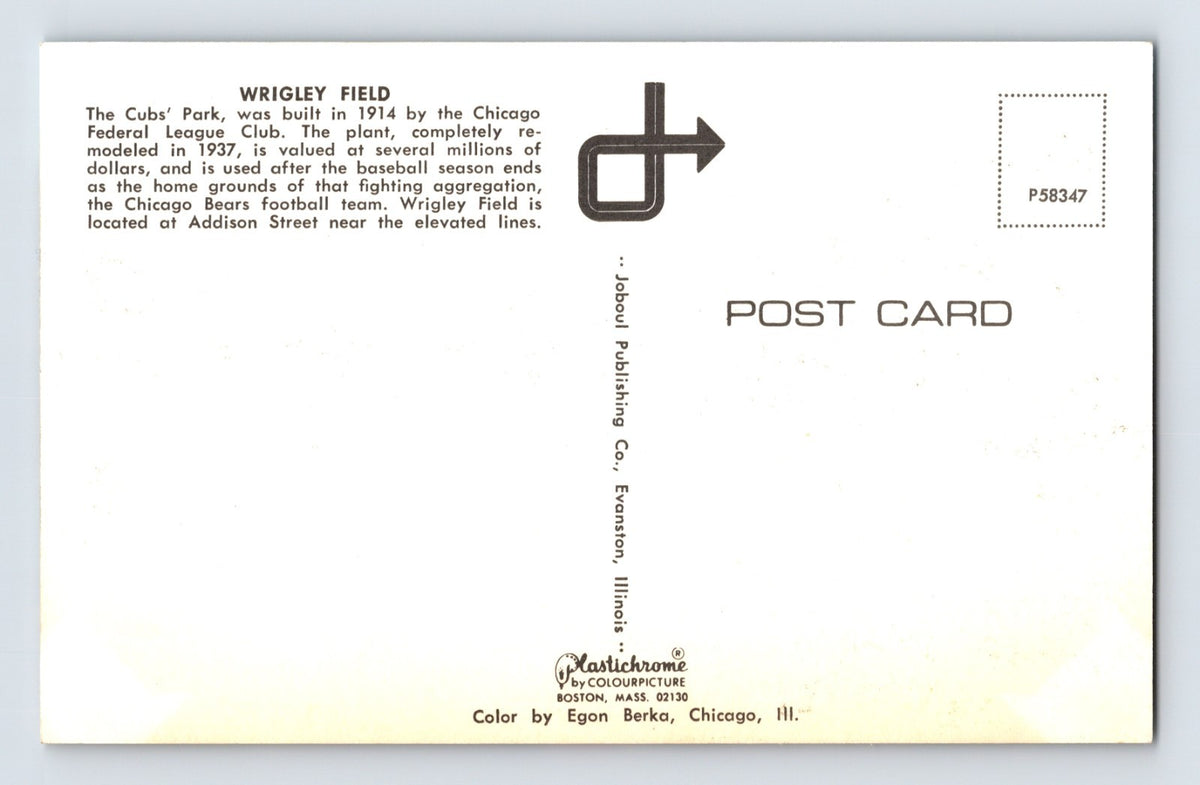 Chicago Illinois Wrigley Field Cubs Park Baseball 1960s Postcard Unposted Chrome