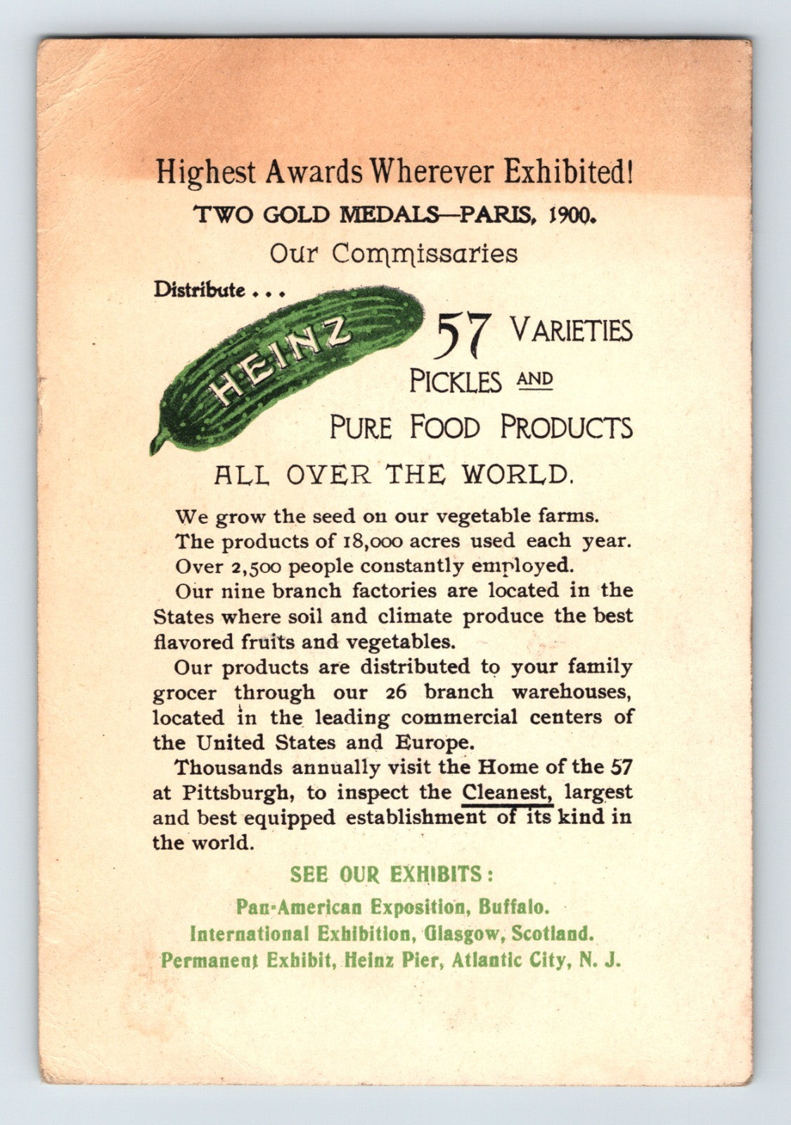 Heinz Our Commissary Girl Baked Beans Relish 1890s Trade Card 3.5 x 5.5