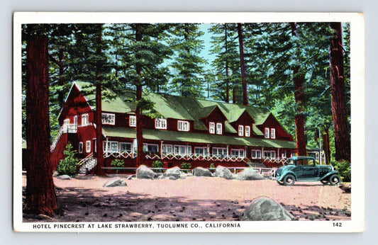 Strawberry California Hotel Pinecrest Lake Tuolumne County 1940s Postcard