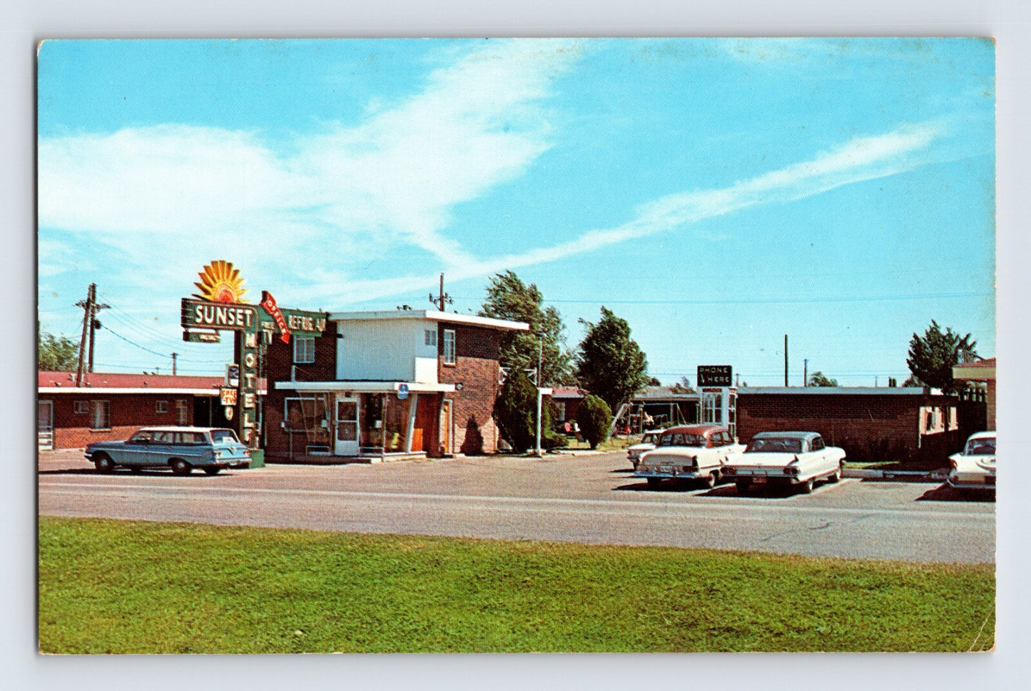 Amarillo Texas Sunset Motel Route 66 1960s chrome postcard