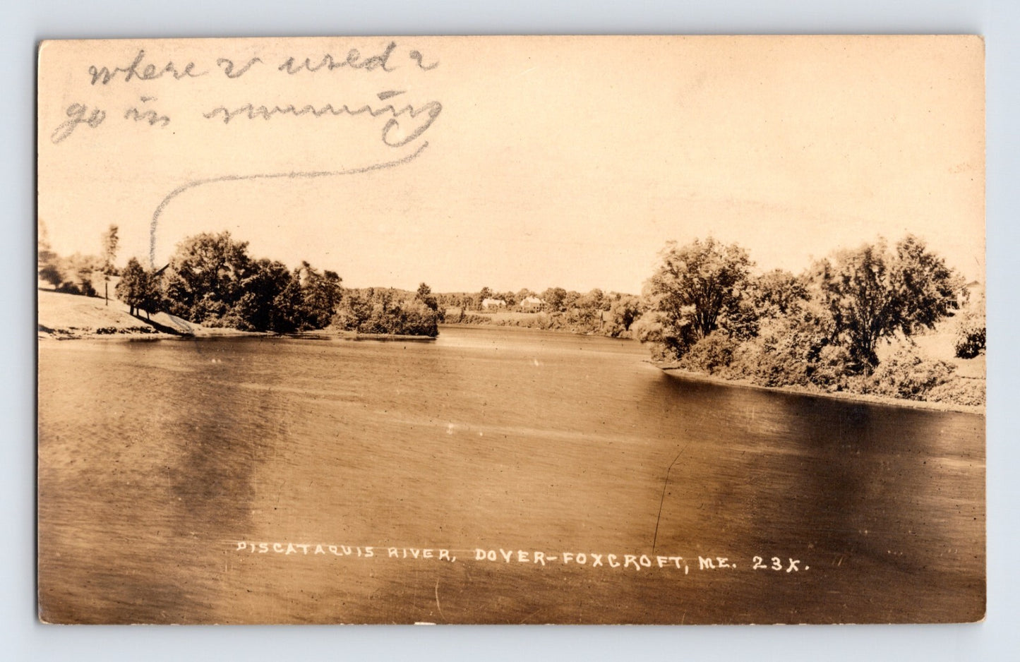 Dover Foxcroft Maine Piscataquis River 1930s RPPC Postcard Unposted