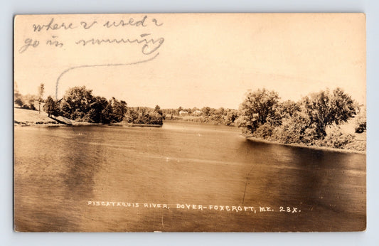 Dover Foxcroft Maine Piscataquis River 1930s RPPC Postcard Unposted