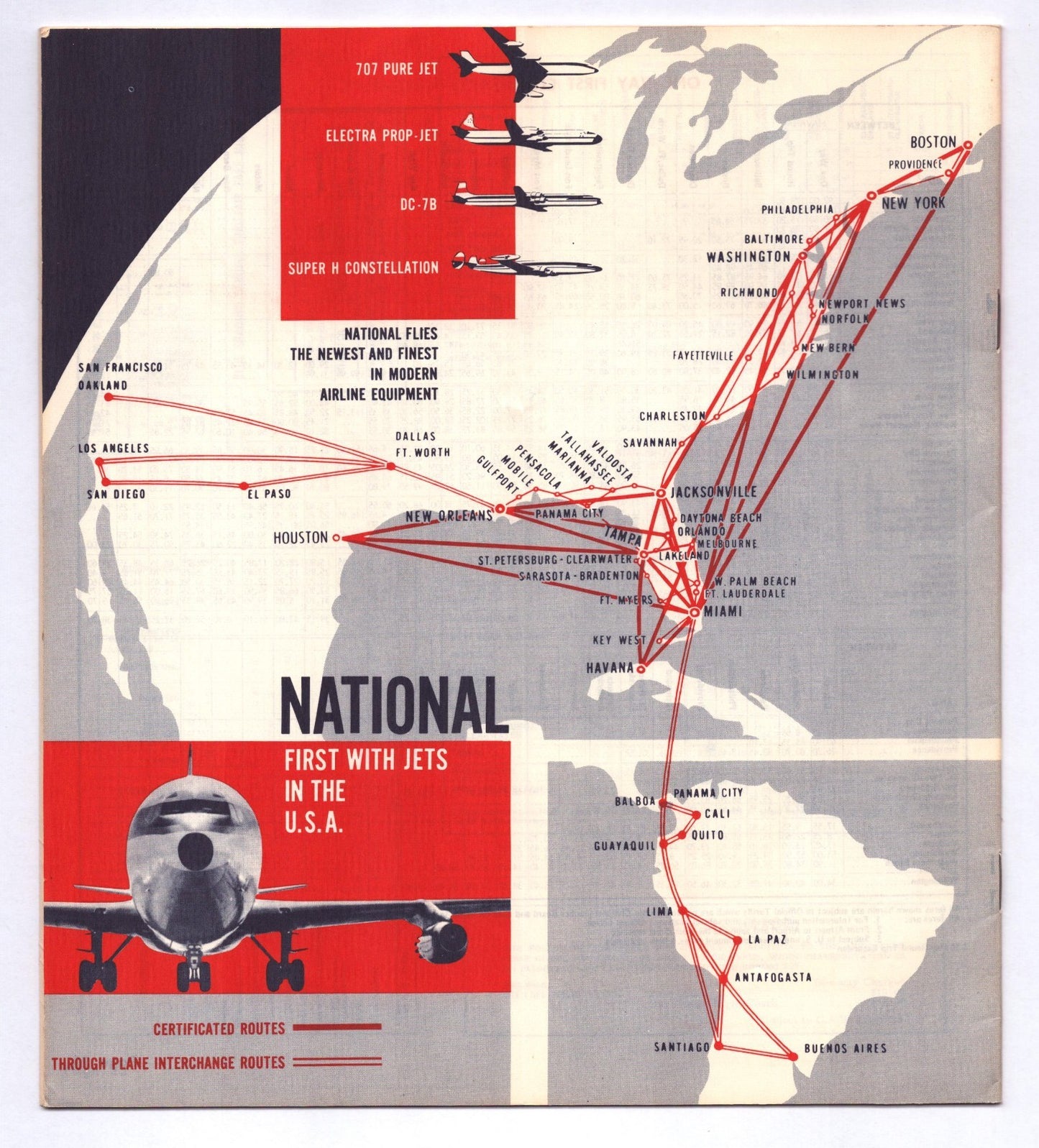 National Airlines 1959 New York Miami  System Time Table Brochure Booklet
