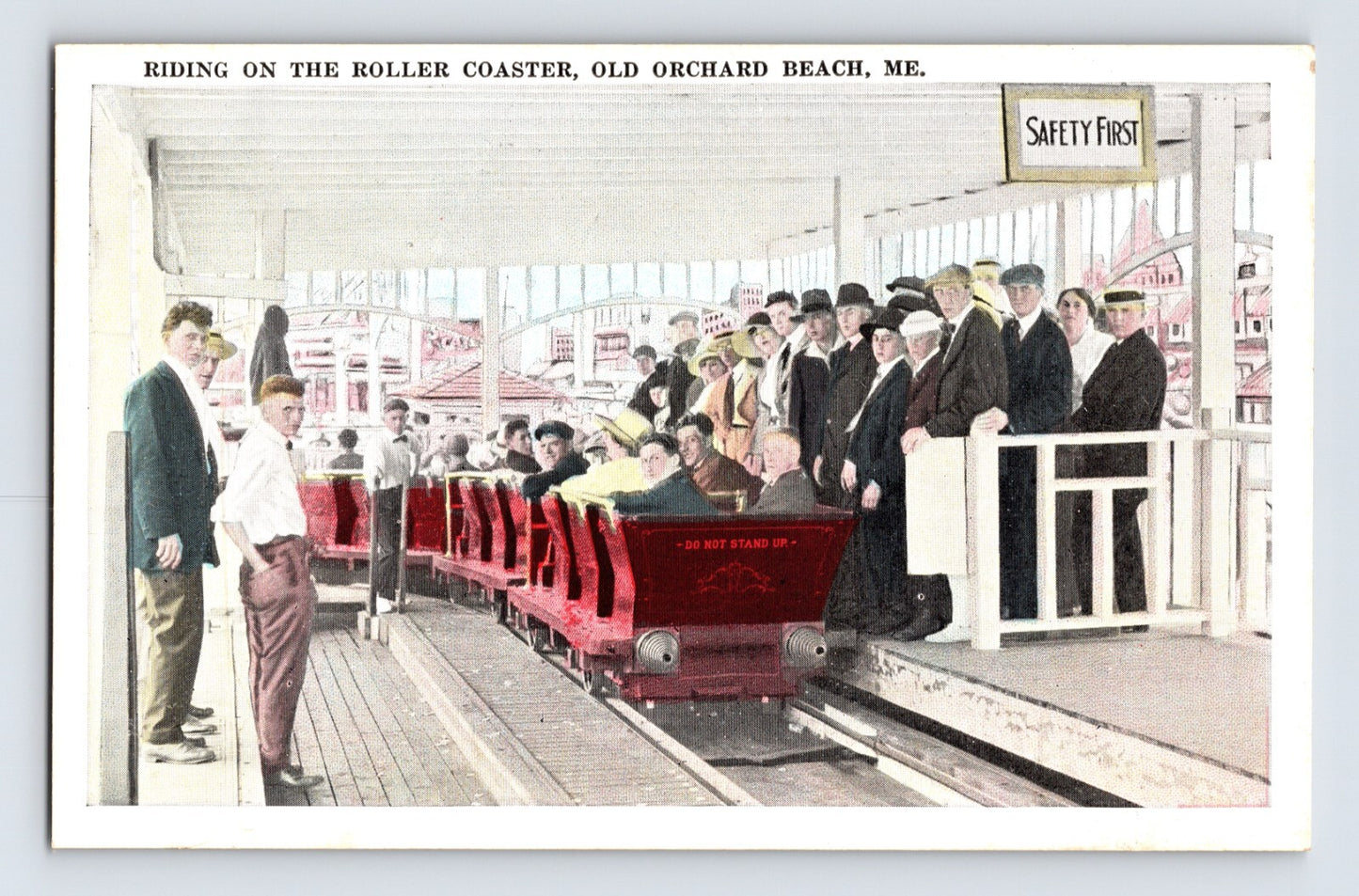 Old Orchard Beach Maine Roller Coaster 1930s Postcard Unposted White Border