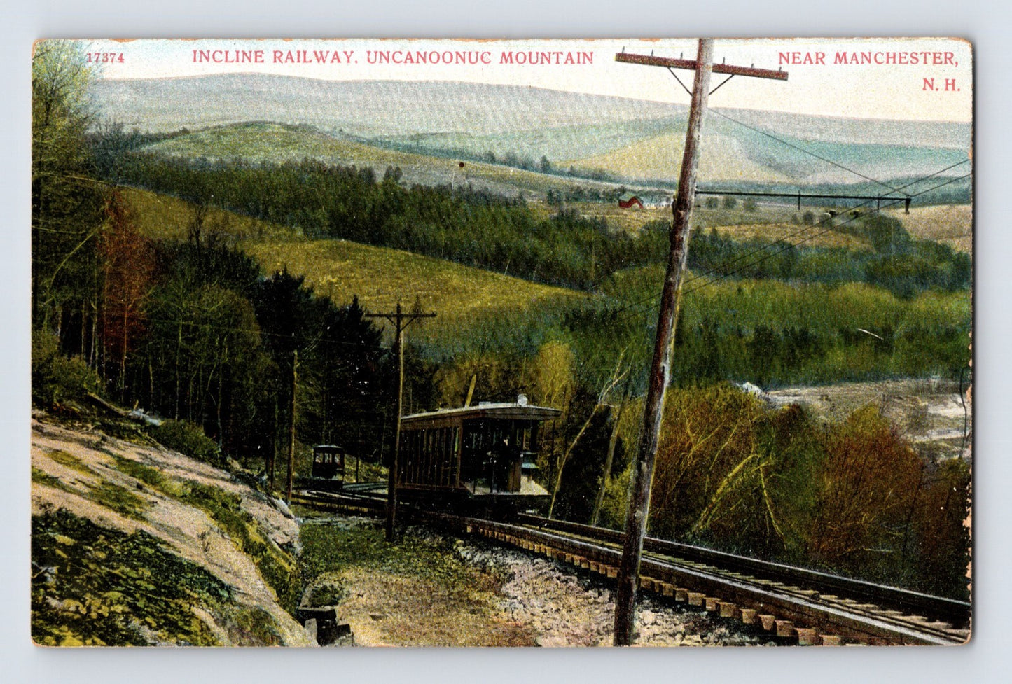 Manchester New Hampshire Incline Railway Uncanoonuc Mountain 1910s Postcard