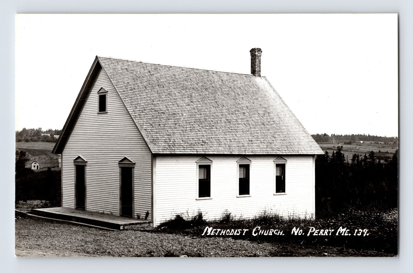 North Perry Maine Methodist Church 1950s RPPC Postcard Unposted Devolite